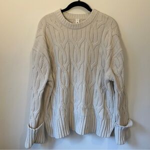 Lululemon Athletica Oversized Cream Cable Knit Sweater